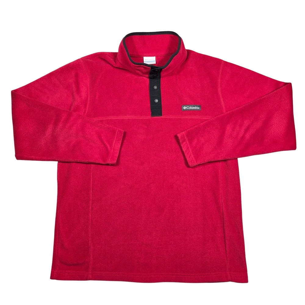 Columbia Men's Red Fleece Pullover Snap Neck Sweatshirt Size L Outdoors‎ Hiking